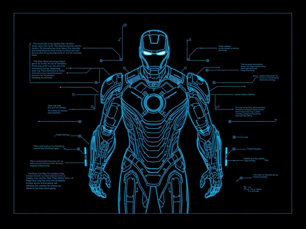 Stark Industries Mark-series powered exoskeleton — engineering schematic